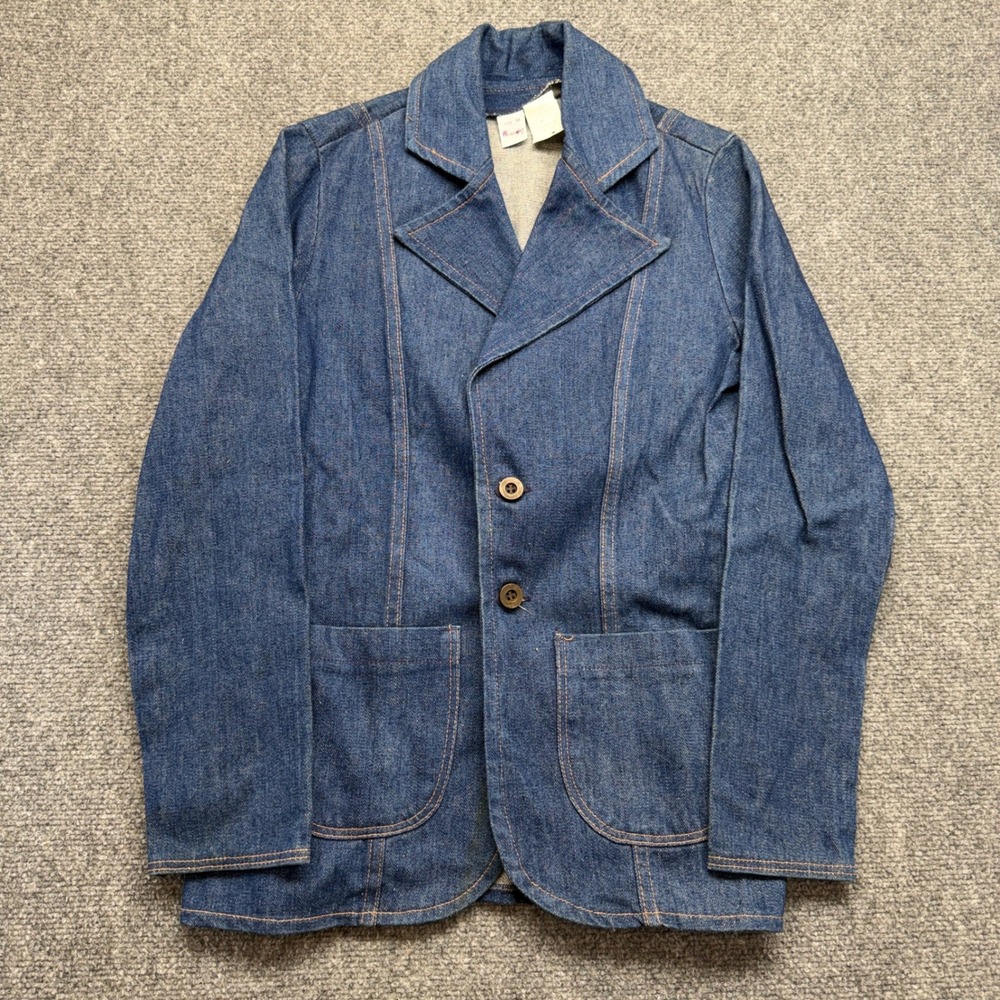 Vintage Wrangler Denim Blazer Jacket Blue Cotton 70s Western B0287 WD Medium